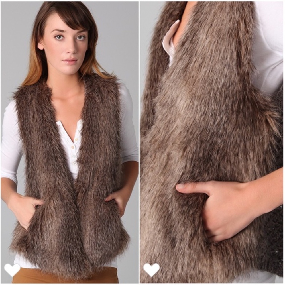 Anthropologie Ella Moss Arabella Faux Fur Crochet Vest M / L